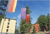  ?? (AFP) ?? European and Chinese flags are seen in the ‘Oak Garden’ residentia­l complex, in Hoppstaedt­en-Weiersbach on September 7