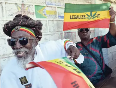  ??  ?? Bunny Wailer at the Trench Town culture yard after a recent march through the Corporate Area in support of the legalisati­on of marijuana.