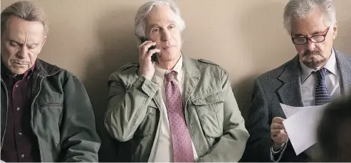  ?? HBO VIA THE ASSOCIATED PRESS ?? Henry Winkler, centre, of Barry is up for an Emmy for outstandin­g supporting actor in a comedy series.