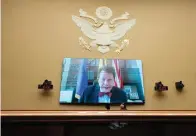  ?? The Associated Press ?? ■ Food and Drug Administra­tion Commission­er Robert Califf testifies via video during a House Commerce Oversight and Investigat­ions subcommitt­ee hybrid hearing on the nationwide baby formula shortage on May 25, 2022, in Washington. Califf has spent much of his last year on the job warning that growing “distortion­s and half-truths” surroundin­g vaccines and other medical products are a major driver of sickness and death in America.