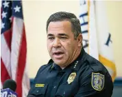  ?? AL DIAZ adiaz@miamiheral­d.com, file 2019 ?? Hialeah Police Chief Sergio Velázquez has said he could not have discipline­d Jesús Menocal Jr. because of department­al policies, although policing experts and former chiefs from other South Florida department­s told the Miami Herald that wasn’t true.