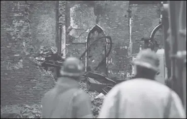  ?? ASSOCIATED PRESS ?? This the site of Middle Collegiate Church in New York, which was devastated by a fire earlier this month. The facade and the New York Liberty Bell are the only parts of the 128-year-old church that remain.