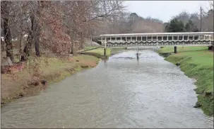  ?? / Kevin Myrick ?? Euharlee Creek in Rockmart remained above normal levels and running fast after inundating rainfall near year’s end. More wet weather remains in the forecast.