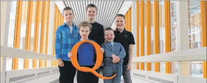  ?? SUBMITTED PHOTO ?? Hal and Janet Bevan’s five grandsons acknowledg­e their grandparen­ts for supporting the Queen Elizabeth Hospital Foundation and making an endowment gift to help all Island families. Back row, from left, are Rio Bevan, Marshall MacDonald and Connor...