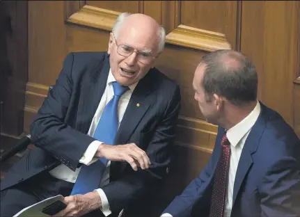  ?? Picture / Mark Mitchell ?? Former Australian PM John Howard chats with Labour leader Andrew Little in Wellington this week.