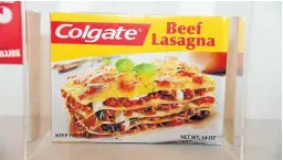  ??  ?? The packaging from a Colgate Beef Lasagna from the 1980s at the Museum of Failure.