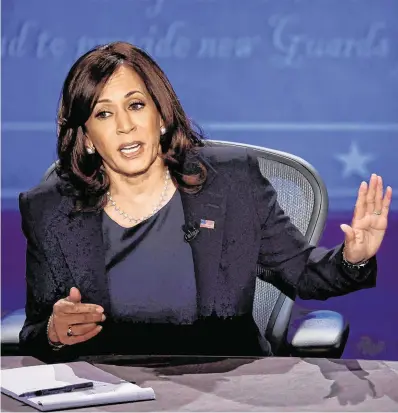  ?? PHOTO: REUTERS/BRIAN SNYDER ?? Standing her ground: Kamala Harris was quick to assert herself during the US vicepresid­ential debate with Mike Pence.