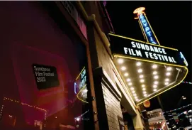  ?? AP PHOTO BY CHRIS PIZZELLO ?? A poster advertises the 2023 Sundance Film Festival in front of the Egyptian Theatre, Wednesday, Jan. 18, 2023, in Park City, Utah. The annual independen­t film festival runs from Jan. 19-29.