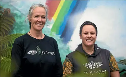  ?? PHOTO: ROSA WOODS/STUFF ?? Te Puna Reo o Nga¯ Ka¯kano co-tumuaki Erin Robertson, left, and Tania Gaffey only received a handful of applicatio­ns for two recent vacancies.