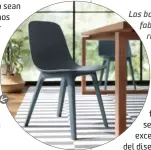  ??  ?? Las sillas ODGER son un ejemplo de material compuesto, combinando madera y plástico, más sostenible y con mejores cualidades.