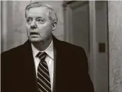  ?? Stefani Reynolds / Bloomberg ?? Sen. Lindsey Graham, R-S.C., said the seven Republican­s who voted to convict former President Donald Trump would face consequenc­es.