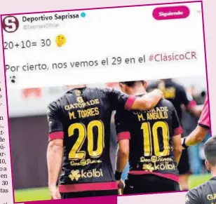  ?? SAPRISSA TWITTER ?? El 30 se ha convertido en el número maldito rojinegro.