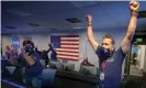  ?? Photograph: Getty Images ?? Members of Nasa’s Perseveran­ce rover team react in mission control after receiving confirmati­on the spacecraft successful­ly touched down on Mars.