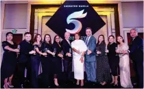  ?? ?? Sheraton Manila Hotel’s key officials led by general manager Anna Vergara (seventh from left) toast to the hotel’s fifth anniversar­y on Jan. 25, 2024.