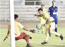  ??  ?? GLOBAL FC’s new signing Ahmad Azzawi scored the first goal for his team in their 2-0 victory over Singapore’s Tampines Rovers in their first-round AFC Champions League preliminar­y match on Tuesday night.