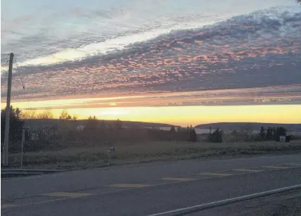  ??  ?? This lovely mackerel sky caught Frank Harris’ eye. It stretched across the sky over Digby Gut, N.S.