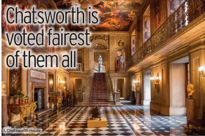  ?? ?? THE most beautiful stately home in the world is Chatsworth House – and that’s official.
The Derbyshire estate welcomes visitors from all over the world to see its gorgeous interiors which lend themselves particular­ly well to Christmas decoration­s.