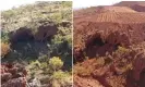  ?? Photograph: Peter Parks/PKKP Aboriginal Corporatio­n/AFP/Getty Images ?? Two photos from the PKKP Aboriginal Corporatio­n show Juukan Gorge, one of the earliest known sites occupied by Aboriginal Australian­s, taken on 2 June, 2013 and 15 May, 2020 before the Rio Tinto blast.