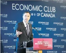  ?? THE CANADIAN PRESS ?? Finance Minister Bill Morneau discusses his fall economic statement at the Economic Club of Canada in Ottawa on Thursday.