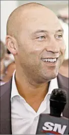  ?? AP ?? Derek Jeter the owner sounded like Derek Jeter the player on Wednesday with his cautious answers about Marlins and Giancarlo Stanton.