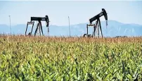  ?? Photos by Andy Cross, The Denver Post ?? Two horizontal pump jacks on Schell’s operation in Mead north of the metro area are operated by Occidental Petroleum.