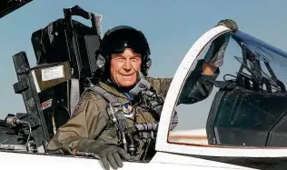  ?? USAF photo ?? Gen. Chuck Yeager is seen in the cockpit of an F-15 at Edwards AFB in California. Yeager, the first man to break the sound barrier, died at age 97 on Dec. 7.