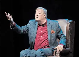  ?? DAVID COOPER SHAW FESTIVAL ?? Stephen Fry, who performed his trilogy “Mythos” at the Shaw Festival in 2018, joins Shaw artistic director Tim Carroll for an online conversati­on Thursday.