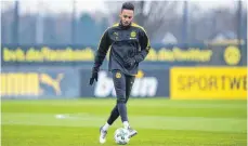  ?? FOTO: DPA ?? Pierre-Emerick Aubameyang beim Training in Dortmund.