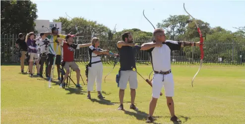  ?? Photo: Danuta Hodgson ?? Archers during Saturday's section of the Eastern Cape Target Championsh­ips which took place at the Rhodes Great Field.