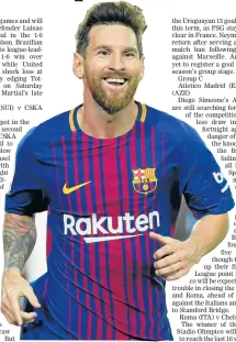  ?? Picture: AFP ?? MAGIC IN HIS FEET: Lionel Messi is expected to lead Barcelona’s attack against Olympiakos. Barcelona could secure a last-16 place today