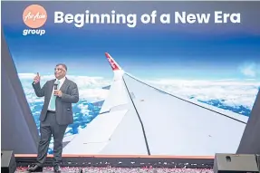  ?? ?? Mr Fernandes, who recently postponed his retirement for five years, says AirAsia Group will continue to focus on airlines in Southeast Asia.