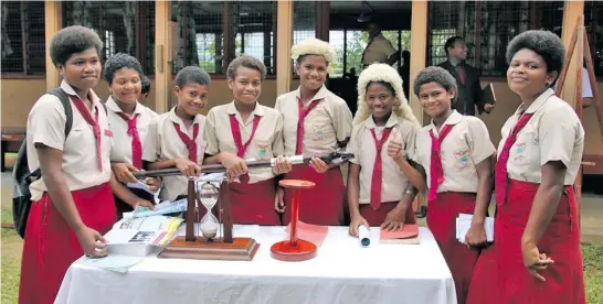  ?? Photo: Fiji Parliament News ?? Students of Tailevu North College with the items on display.