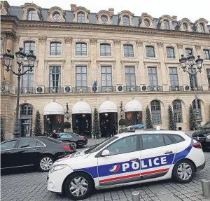  ?? Picture: AP. ?? Police outside the Ritz Hotel after Wednesday’s heist.