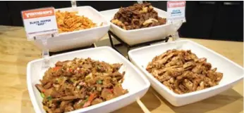  ??  ?? Some popular dishes served up at YamChops include faux black-pepper beef and chick’n shawarma.