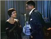  ?? Amazon Studios ?? TESSA Thompson’s etiquette instructor bonds with Nnamdi Asomugha’s sax player in “Sylvie’s Love.”