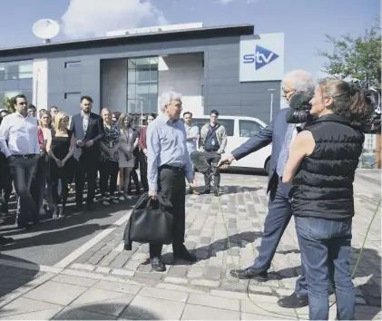  ??  ?? STV staff staged a walkout of their Glasgow HQ this week after the announceme­nt that STV2 is to close