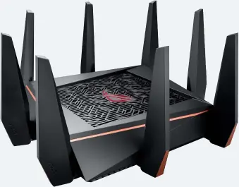  ??  ?? ASUS’s RoG Rapture GT-AC5300 is the top-of the line gaming router.