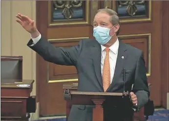  ?? PHOTO VIA SEN. TOM UDALL YOUTUBE CHANNEL ?? U.S. Sen. Tom Udall delivers his farewell speech Tuesday (Dec. 8) on the Senate floor, ending his 12-year tenure.