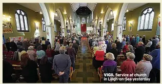  ?? ?? VIGIL Service at church in Leigh-on-Sea yesterday