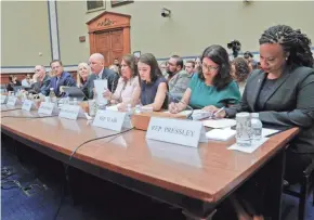  ?? PABLO MARTINEZ MONSIVAIS / AP ?? Four Republican and four Democratic representa­tives appear before a House Committee on Oversight and Reform hearing on border conditions for migrants Friday.