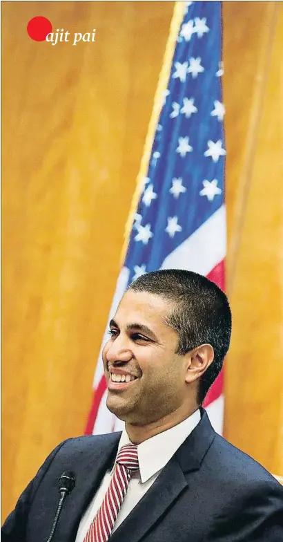  ?? AARON P. BERNSTEIN / REUTERS ?? El presidente de la FCC es hijo de un urólogo y una anestesist­a de India que emigraron a EE.UU.ajit pai