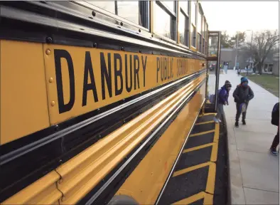  ?? H John Voorhees III / Hearst Connecticu­t Media ?? Danbury students returned to Stadley Rough Elementary on Tuesday for in-person learning the first time since March.