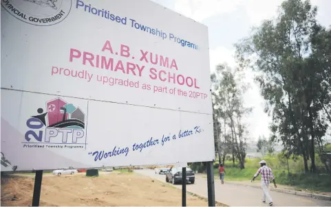  ?? Picture: Michel Bega ?? BEWARE. The entrance to the AB Xuma Primary School in Orlando East, Soweto, where 87 pupils were allegedly sexually assaulted by a patrolman.