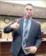  ?? Photo submitted ?? State Rep. Clint Penza of Tontitown gives a thumbs up for his mask.