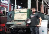  ?? PHOTO COURTESY OF TREVOR PARKINS-SCIBERRAS ?? Trevor Parkins-Sciberras in front of Hamilton Street Railway streetcar No. 521 at the Halton County Radial Railway Museum on Guelph Line in Campbellvi­lle. The vehicle is believed to be the last from the streetcar era of the HSR that ended in 1951.