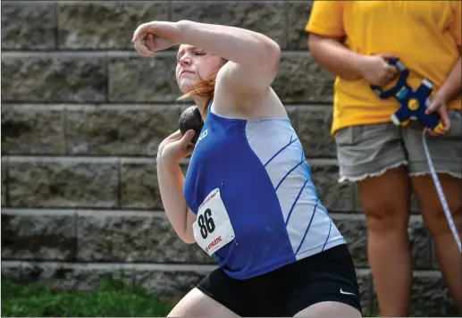  ?? File photo ?? Cumberland senior to be Nicolette Ducharme, abve, finished third in the shot put, fifth in the hammer throw and seventh in the discus at the RITCA Championsh­ip.