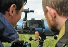  ?? RTE/TG4 journalist Sean Mac a’ tSithigh (left) and Billy MagFhloinn scanning the horizon for a sneak peak at the filming of Episode VIII ??