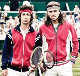  ?? The Associated Press ?? This image released by Neon shows Shia LaBeouf as John McEnroe, left, and Sverrir Gudnason as Bjorn Borg from the film “Borg vs McEnroe.”