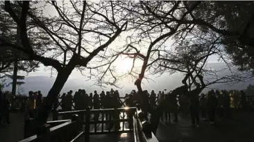  ??  ?? Sunrise at Alishan is an amazing experience up high in the mountains as you wait for the rays of light to peek through the sea of clouds. Stake your spot early as you will be competing with many other people.