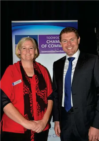  ?? Photos: Tara Miko ?? BUDGET EXPLAINED: Toowoomba Chamber of Commerce CEO Jo Sheppard and RSM business advisory director Will Laird at the annual Federal Budget breakdown breakfast.